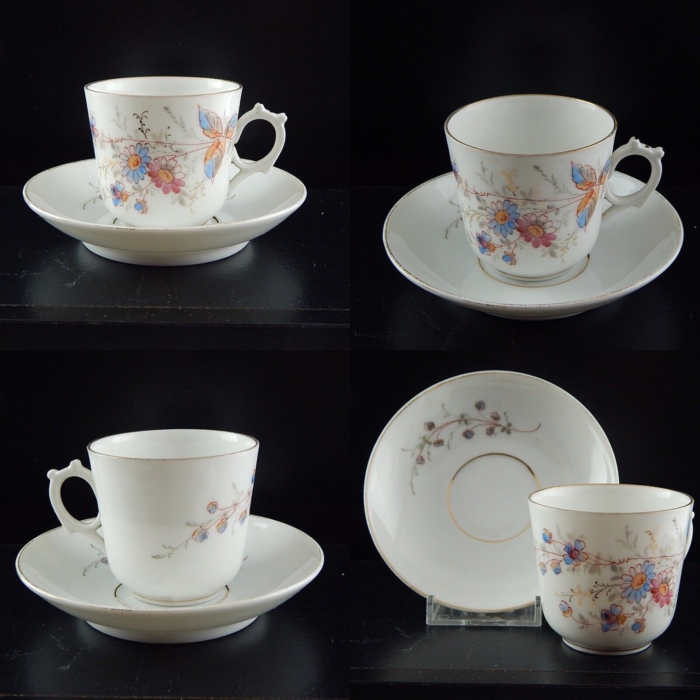 ANTICA PREZIOSA RARA TAZZA PIATTINO PORCELLANA METÀ 800 DIPINTA A MANO