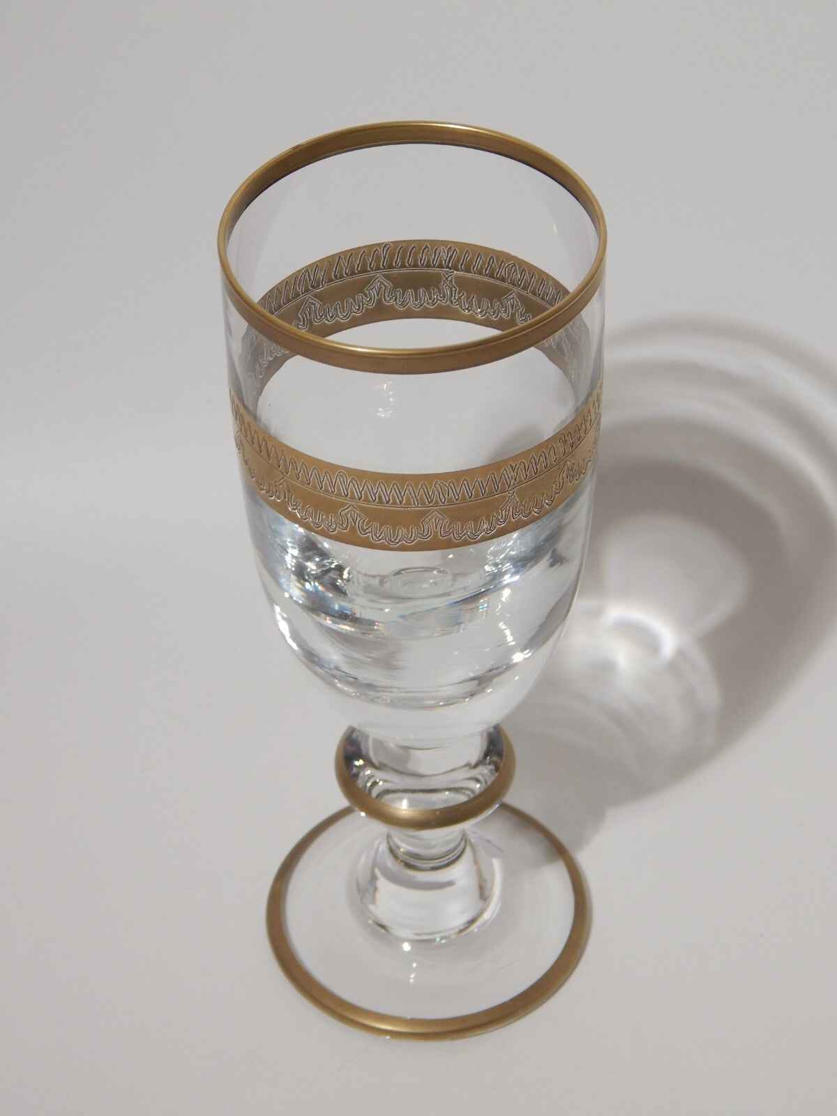 PREZIOSO STILE IMPERO CALICE VETRO SOFFIATO MURANO VENEZIANO DECORO ORO CM 20