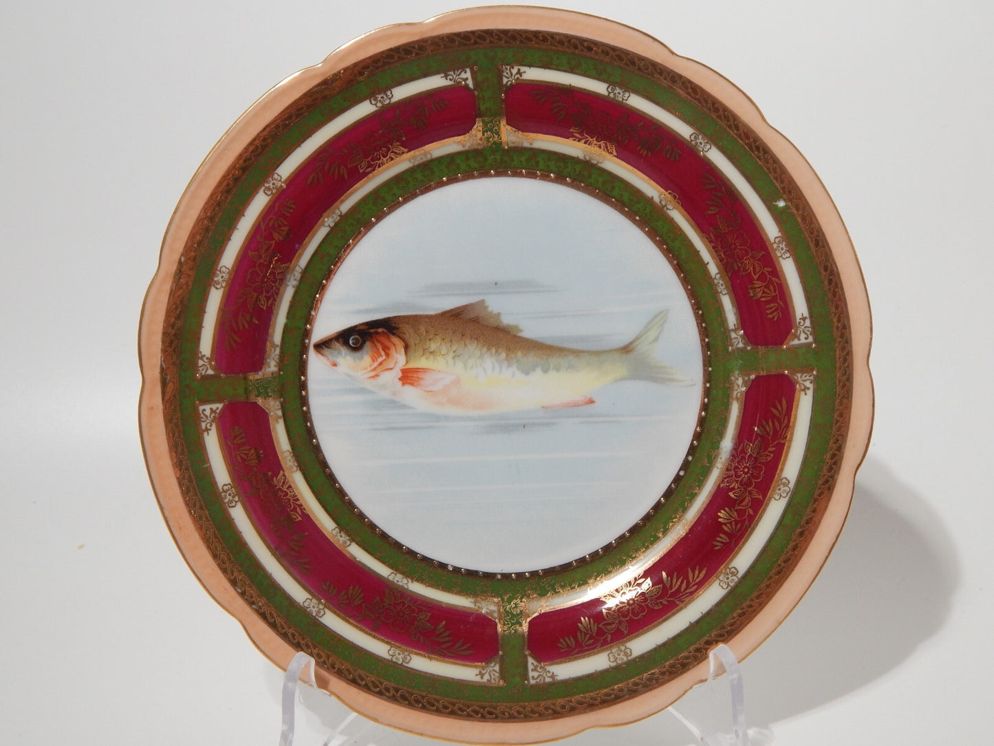 ANTICO IMPORTANTE SET 6 PIATTI PESCE STILE PORCELLANA IMPERIALE VIENNA AUSTRIA