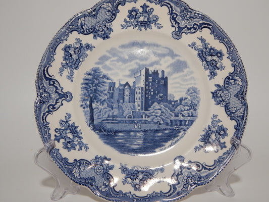 VINTAGE JOHNSON BROS OLD BRITAIN CASTLE BLU PIATTO PIANO PORCELLANA DIFETTO 1921