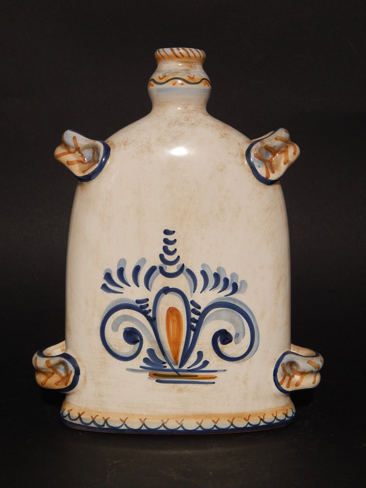 CERAMICA SACA CASTELLI ABRUZZO MAIOLICA CERAMICA BOTTIGLIA FIASCA VIANDANTE
