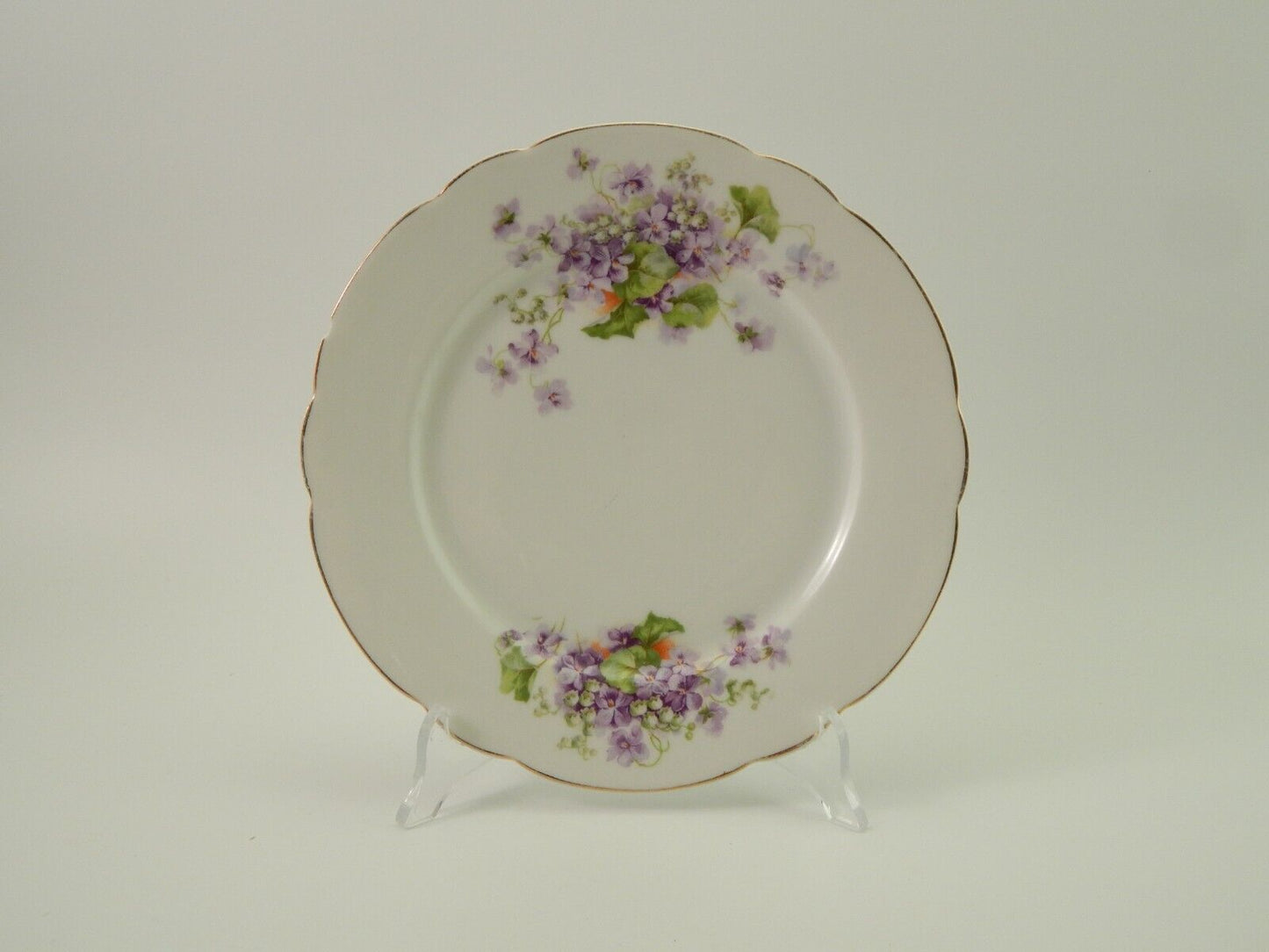 ANTICO LOTTO 6 PIATTI LIBERTY PORCELLANA BAVARIA VIOLETTE FINE 800 CON DIFETTI