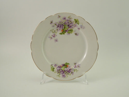 ANTICO LOTTO 6 PIATTI LIBERTY PORCELLANA BAVARIA VIOLETTE FINE 800 CON DIFETTI