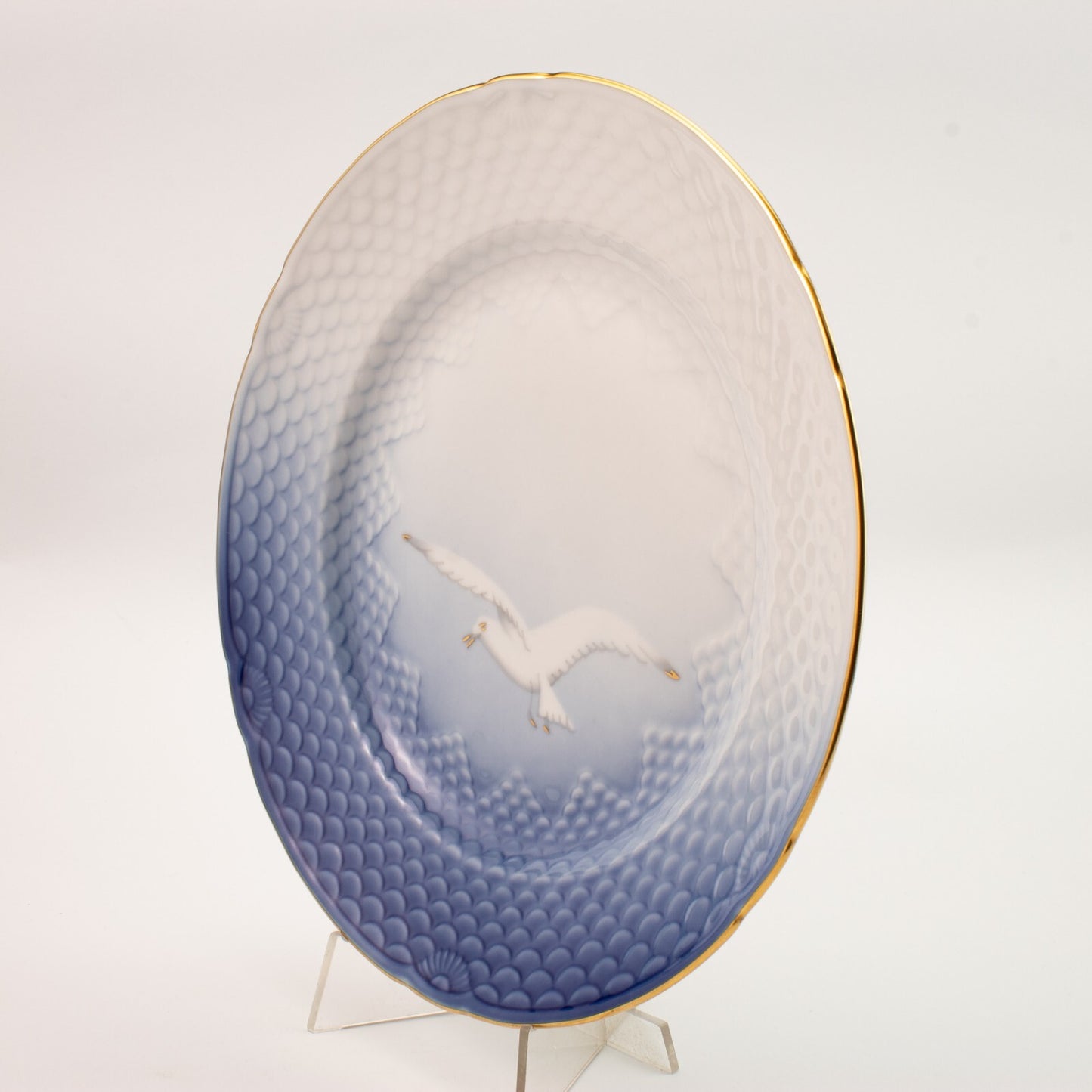 PIATTO PIANO 25 CM PORCELLANA E ORO ZECCHINO SERVIZIO GABBIANI BING&GRONDAHL 325