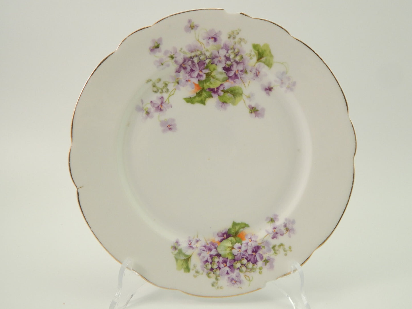 ANTICO LOTTO 6 PIATTI LIBERTY PORCELLANA BAVARIA VIOLETTE FINE 800 CON DIFETTI