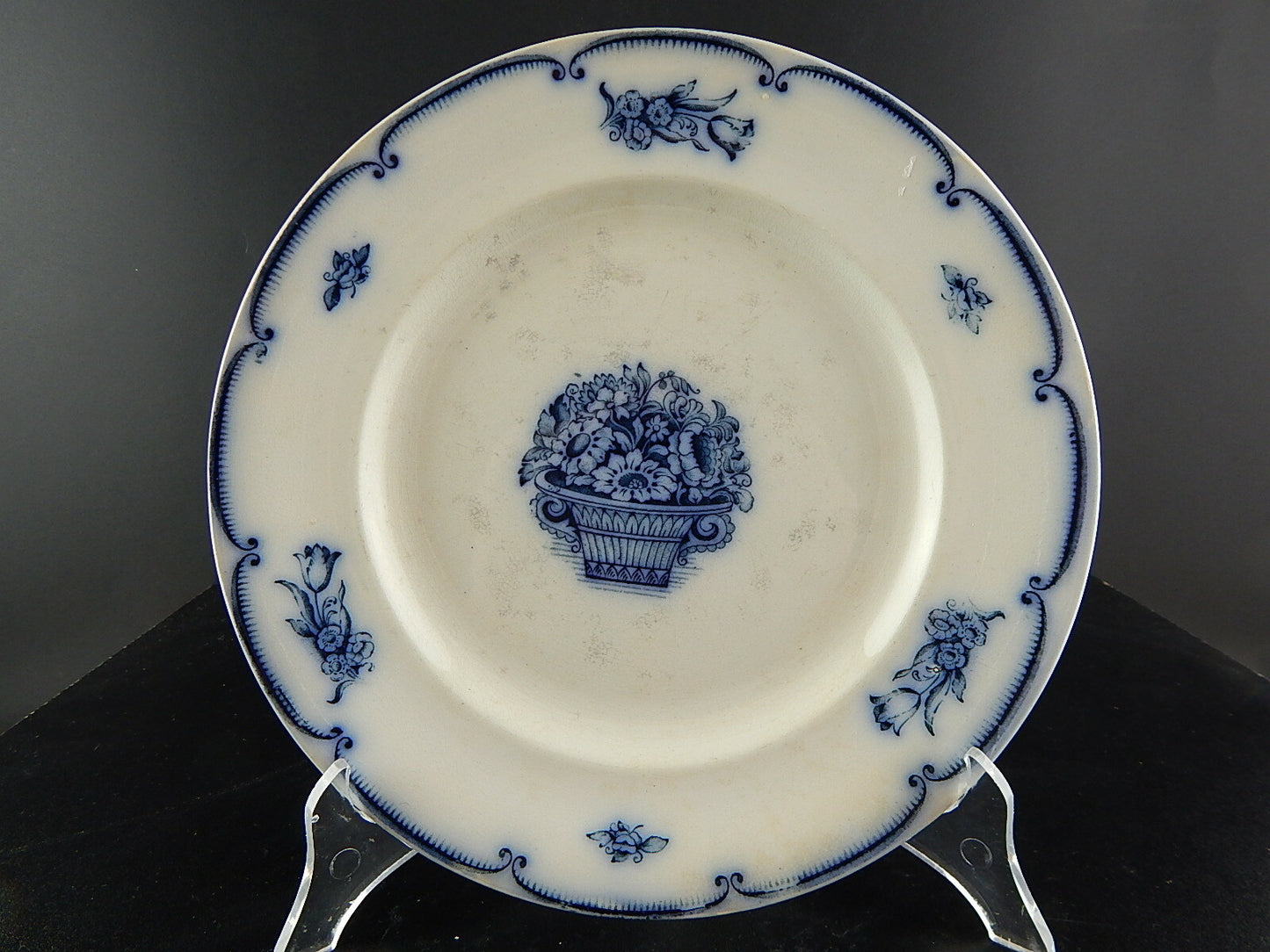 ANTICO AUTENTICO PIATTO PIANO PORCELLANA SECONDA META' 1800 GUSTAVSBERG #6337