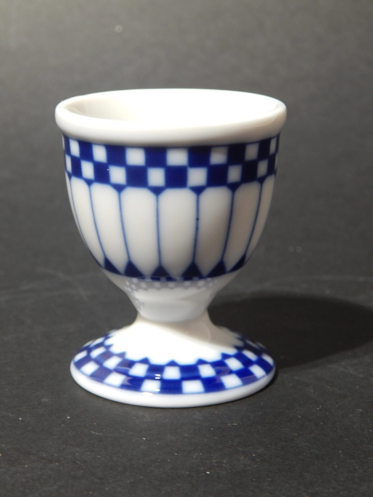 ANTICO ART DECO PORTAUOVO PORCELLANA BIANCO BLU COBALTO ROYAL TETTAU