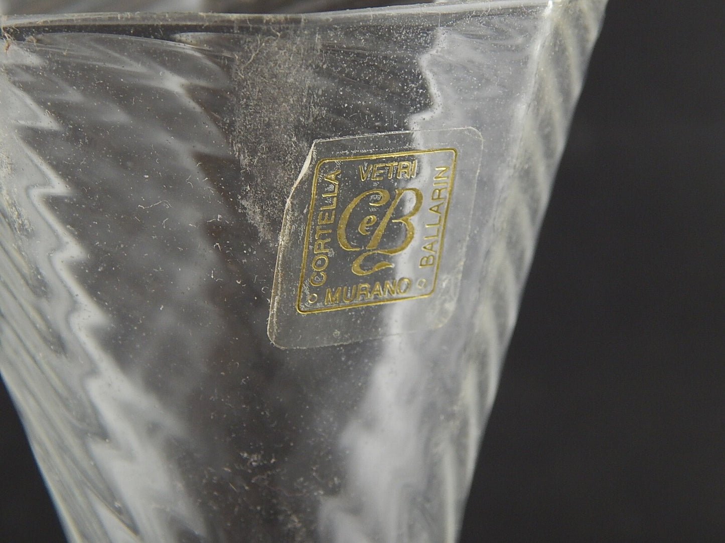 TIPETTO CALICE MURANO VETRO SOFFIATO RIGATO CIGNO FIRMATO CORTELLA & BALLARIN #