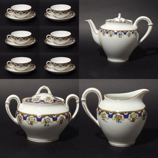 ANTICO SERVIZIO TE' PORCELLANA RICHARD GINORI CARTIGLIO PITTORIA DI DOCCIA