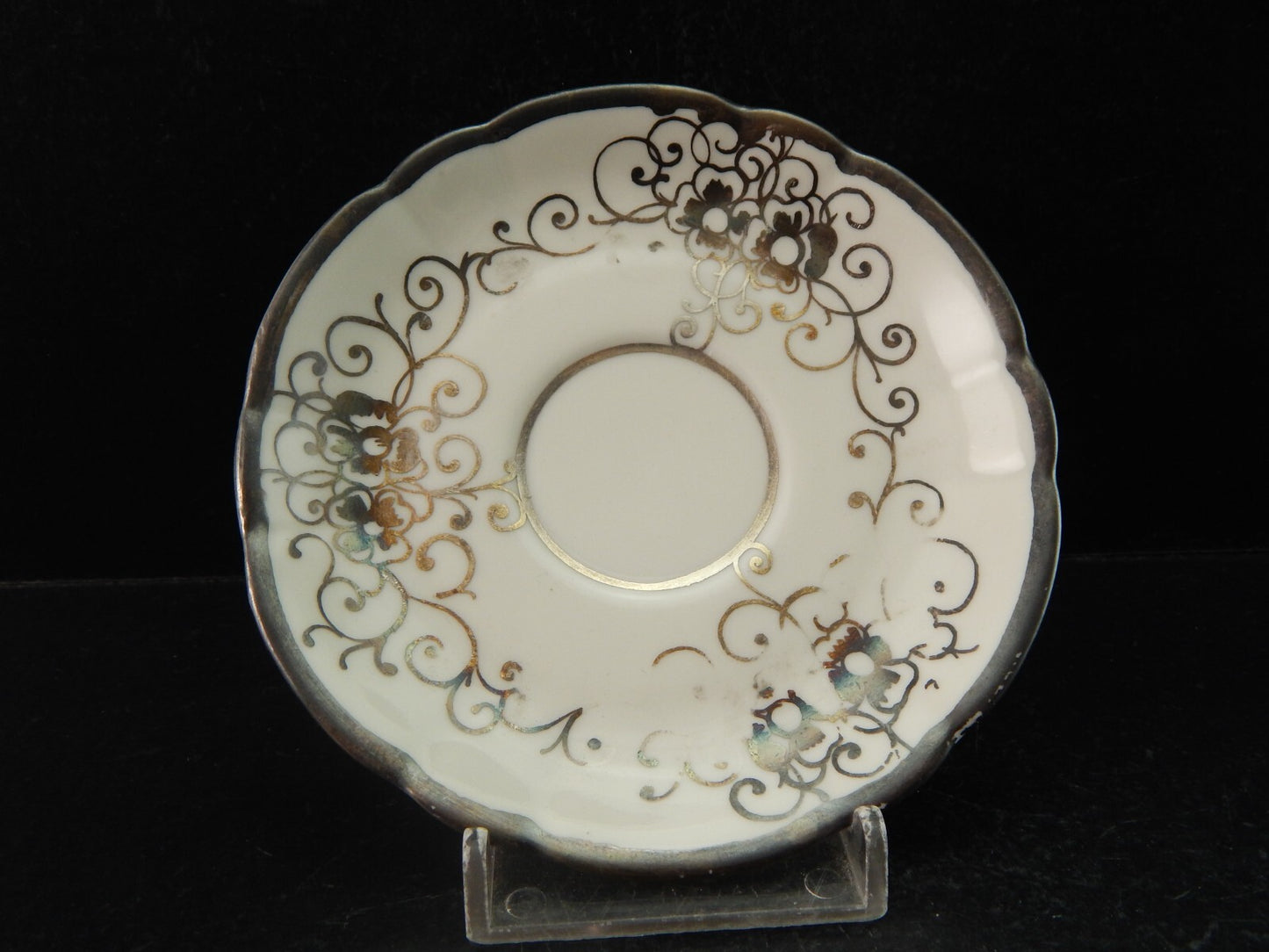 ANTICA TAZZINA CAFFE' PORCELLANA VERBANO LAVENO ART DECO DECORO ARGENTO #1461