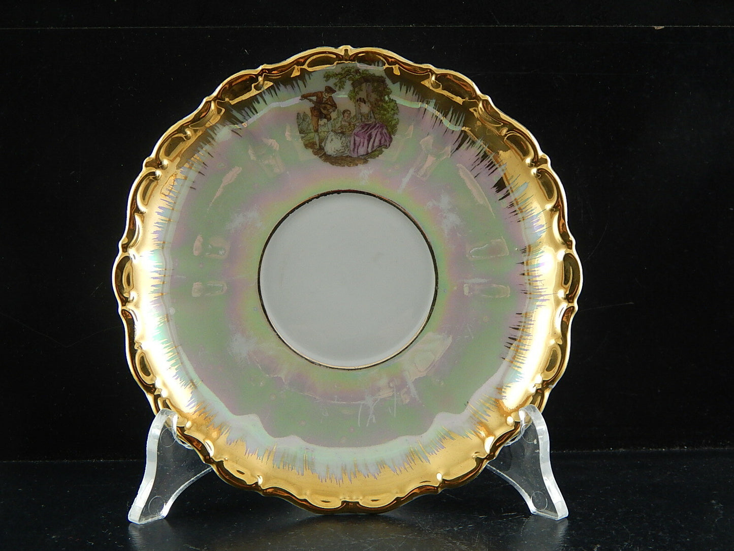 ANTICA TAZZA TE' PORCELLANA ORO BAVARIA SELTMANN THERESIA SCENA GALANTE WATTEAU