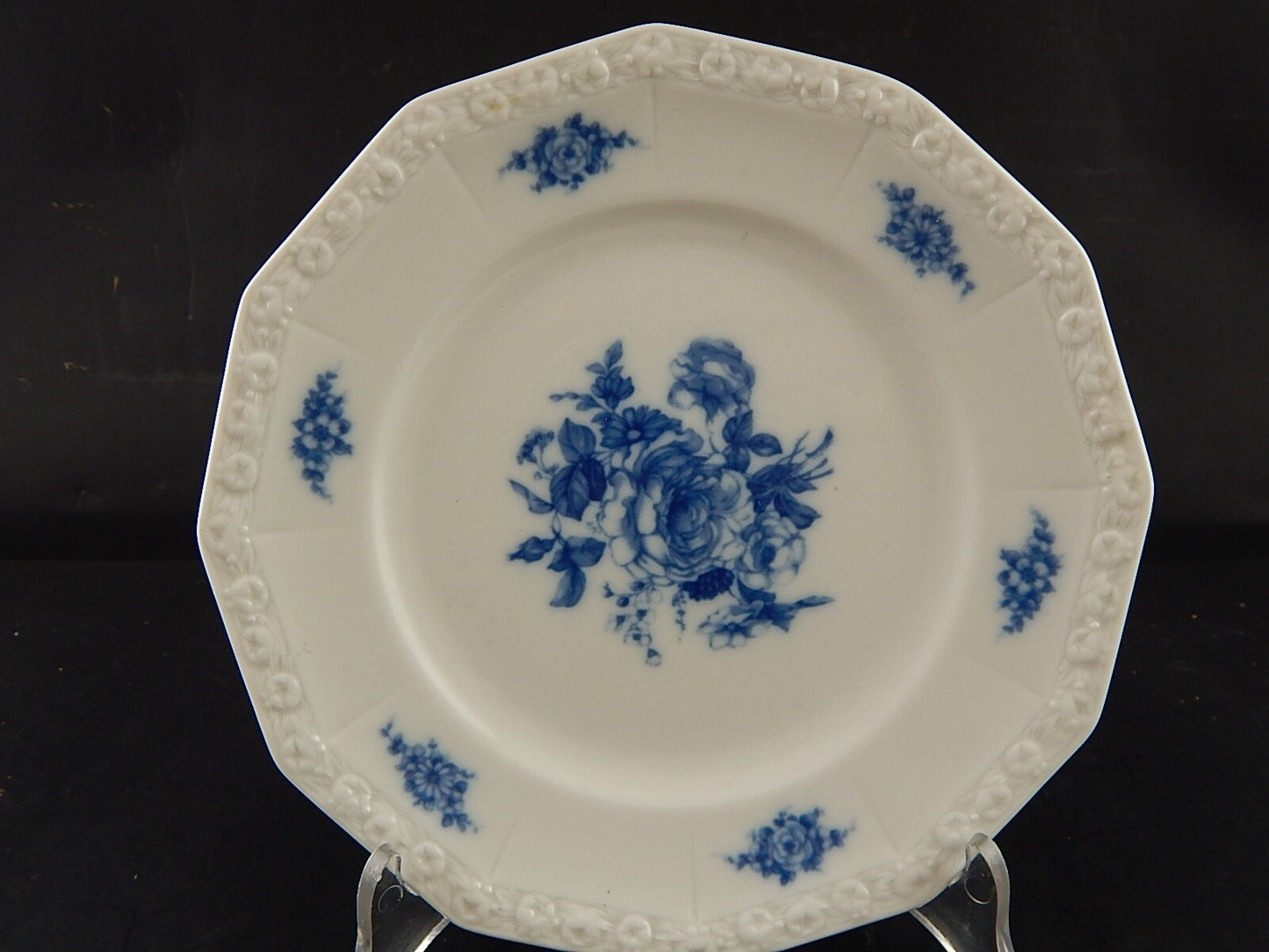 ANTICO PIATTO DESSERT PORCELLANA ROSENTHAL MARIA ROSE BLU