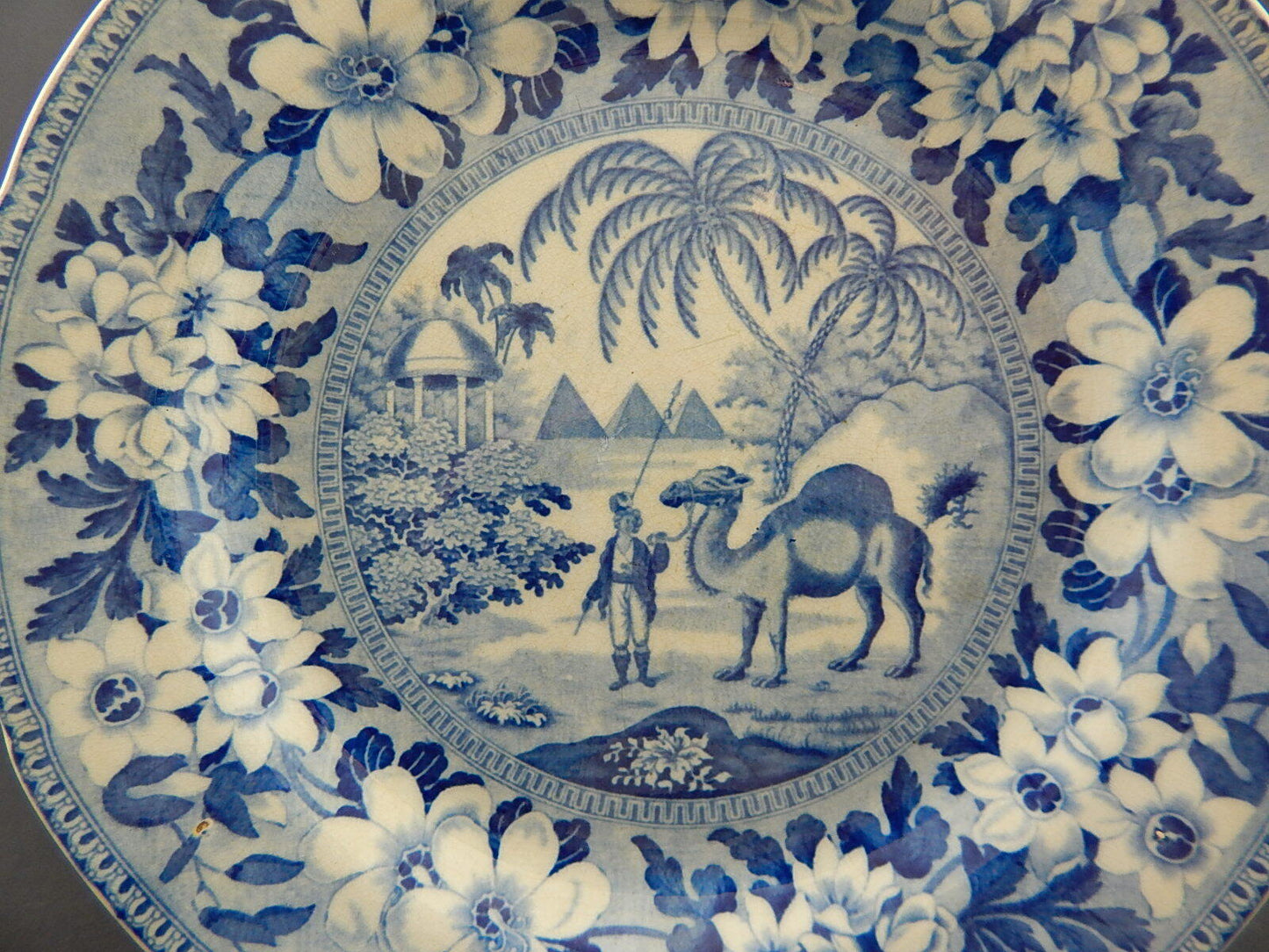 ANTICO RARISSIMO PIATTO INGLESE CERAMICA 1837-50 POUNTNEY & GOLDNEY DROMEDARIO
