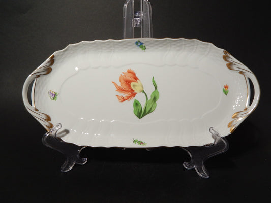 PREZIOSO ELEGANTE PORCELLANA HEREND VASSOIO RETTANGOLARE SANDWICH PETIT BOUQUET