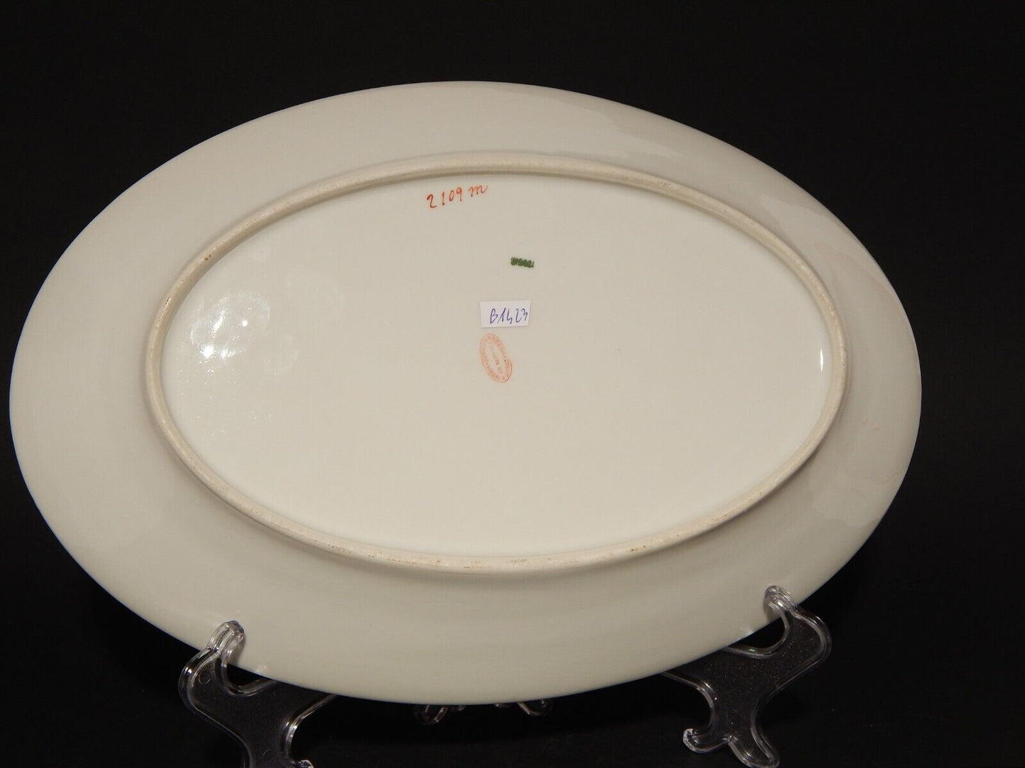 ANTICO VASSOIO OVALE PIATTO PORTATA PORCELLANA GINORI FINE 800 RAMO FIORITO