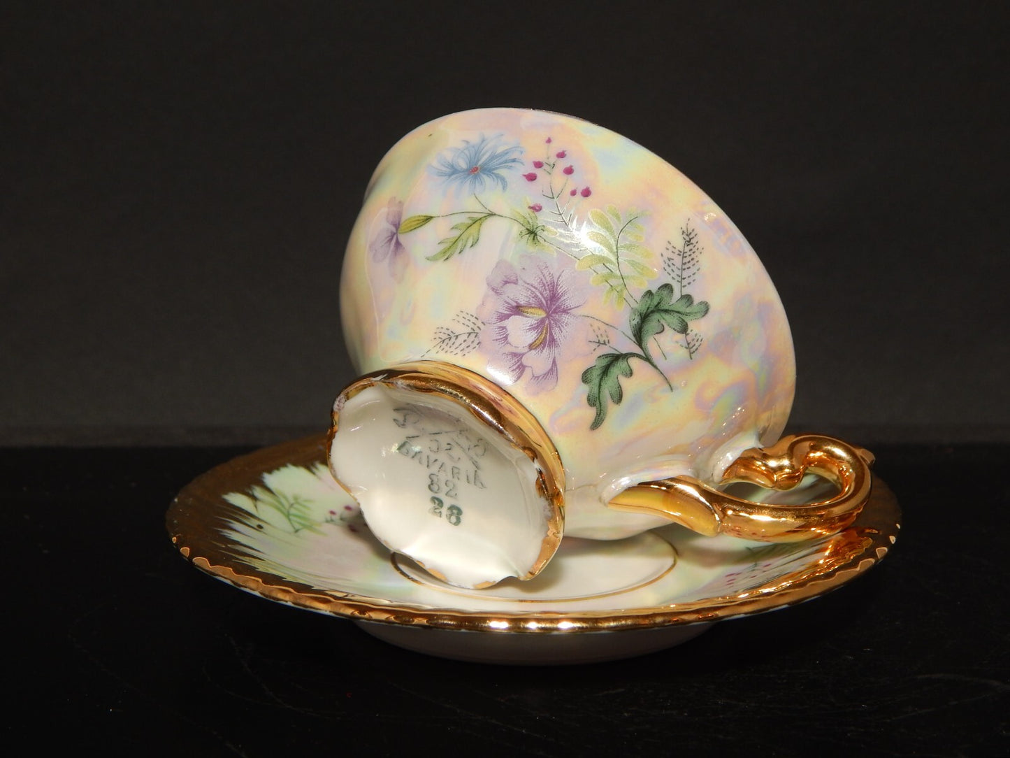ANTICA RARA TAZZINA CAFFE' PORCELLANA BAVARIA RUDOLF WACHTER DECORO LUSTRO E ORO