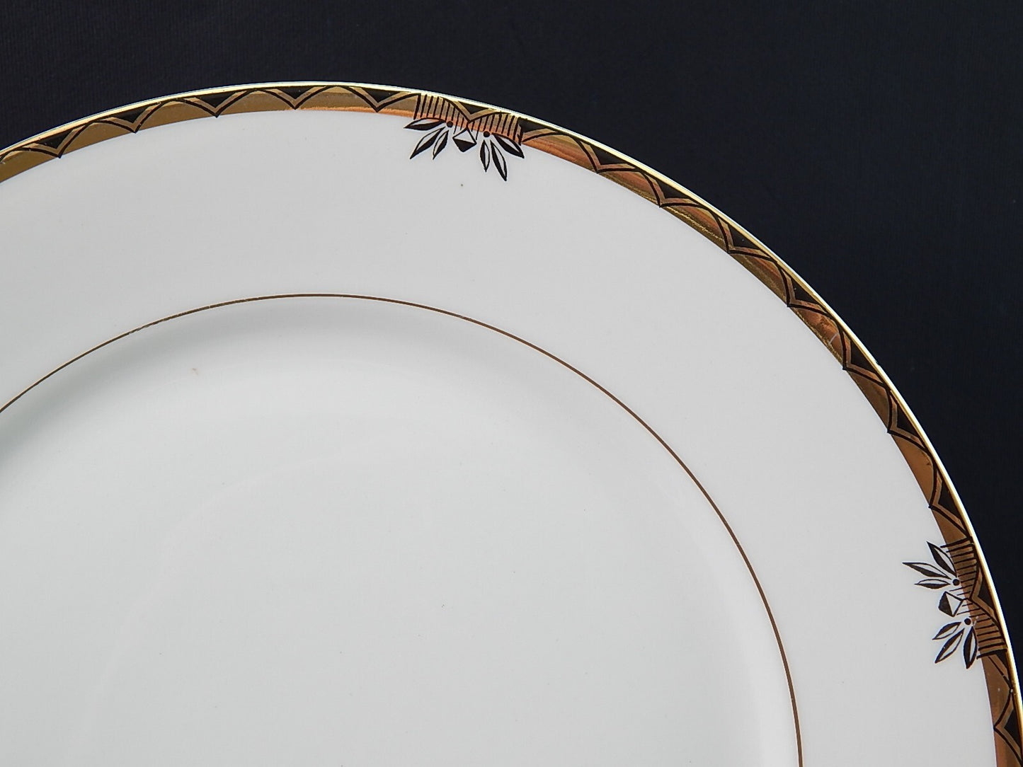 ANTICO SERVIZIO 6 PIATTI IMPERO PORCELLANA DECORO NERO ORO BAVARIA O. SCHALLER