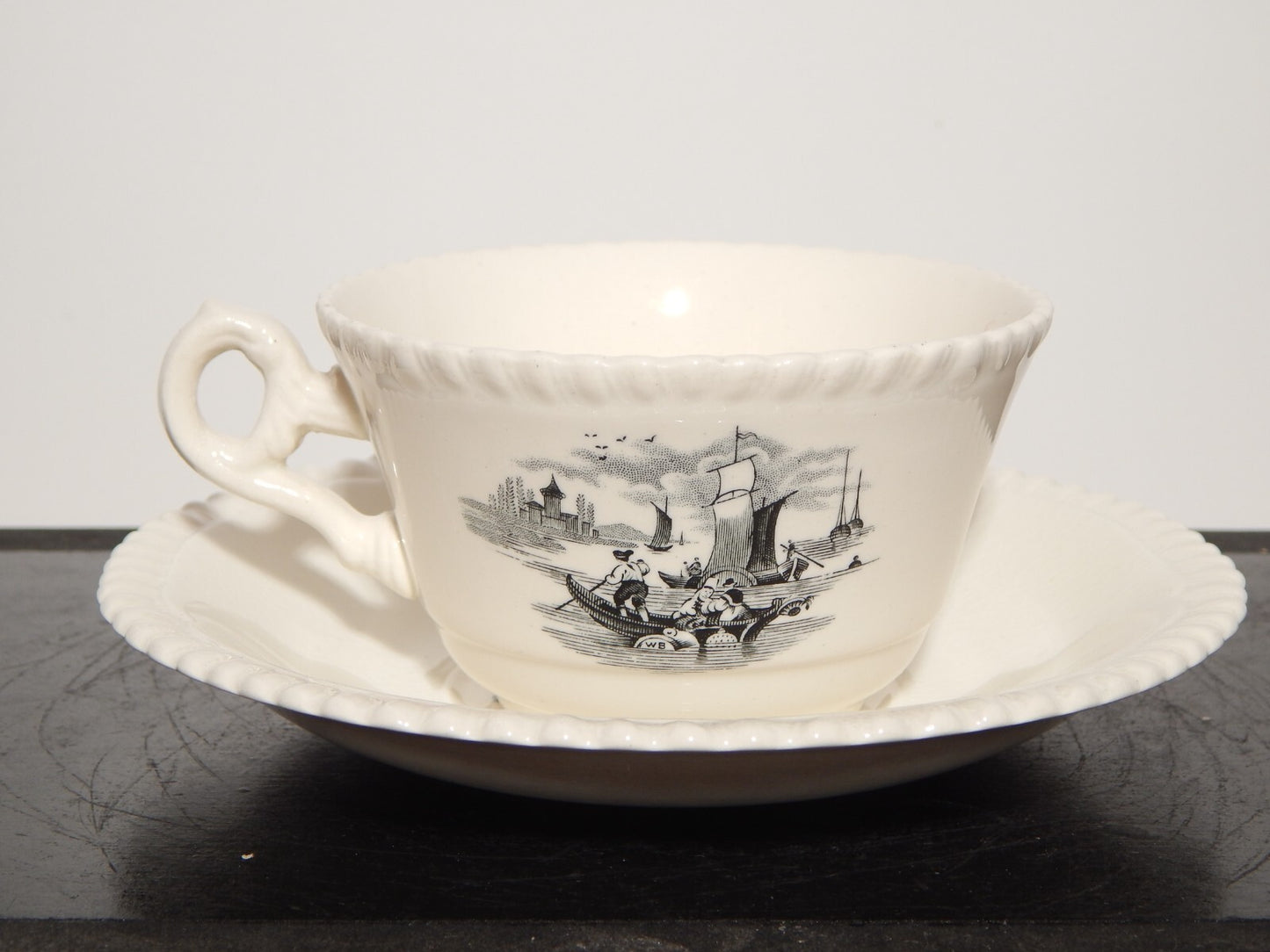 ANTICO RARO SERVIZIO TE' INGLESE SEMI PORCELLANA COPELAND SPODE PAESAGGIO MARINO