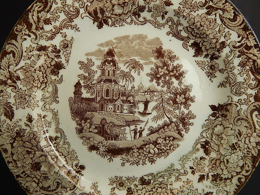 ANTICO RARO PIATTO CERAMICA VERBANUM LAVENO MARCHIO INCUSSO PAESAGGIO ORIENTALE