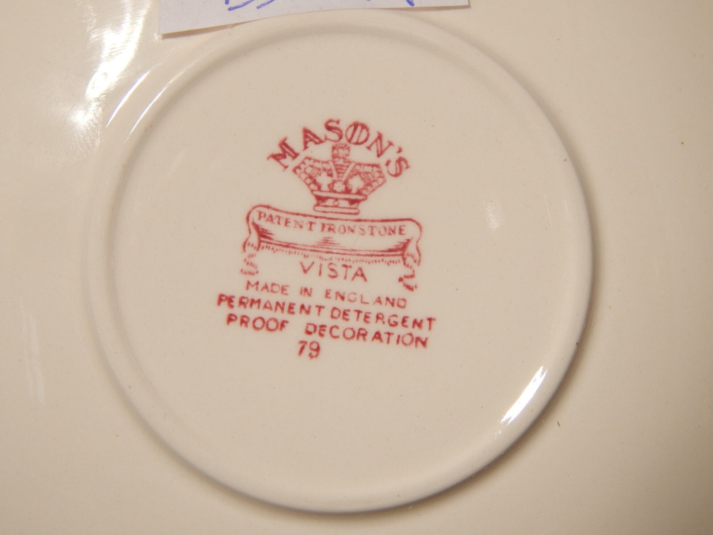 ANTICA TAZZINA CAFFE' SEMI PORCELLANA INGLESE MASON’S DECORO VISTA BIANCO ROSSO