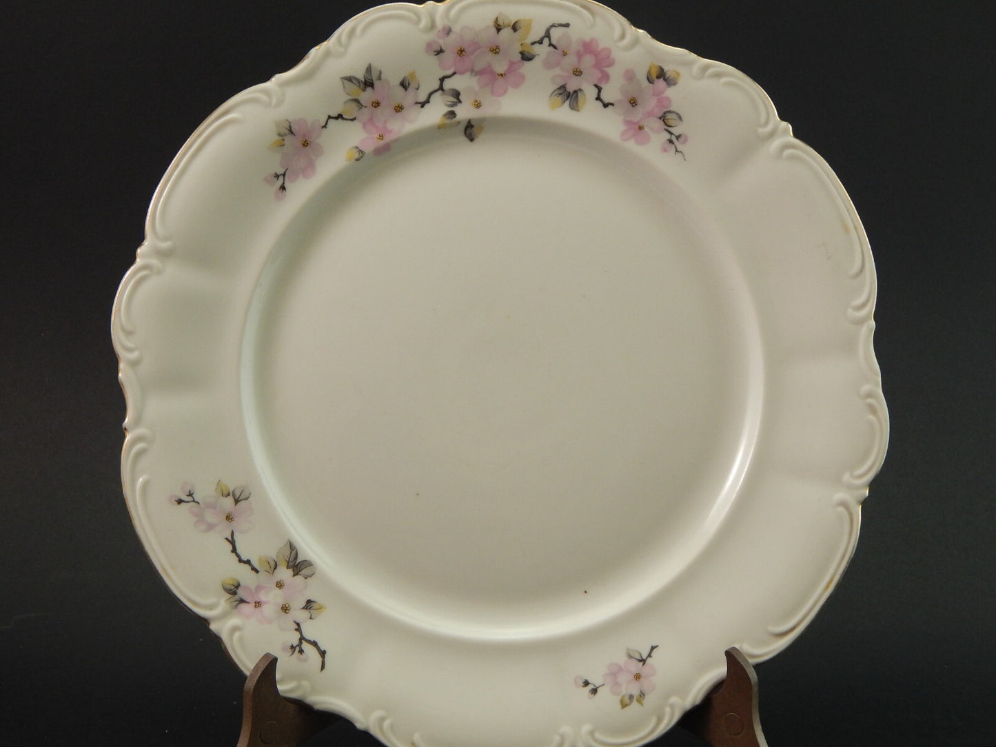 VINTAGE ROCAILLE VASSOIO ROTONDO DURKEN WALLDORF CERAMICA FIORE DI PESCO