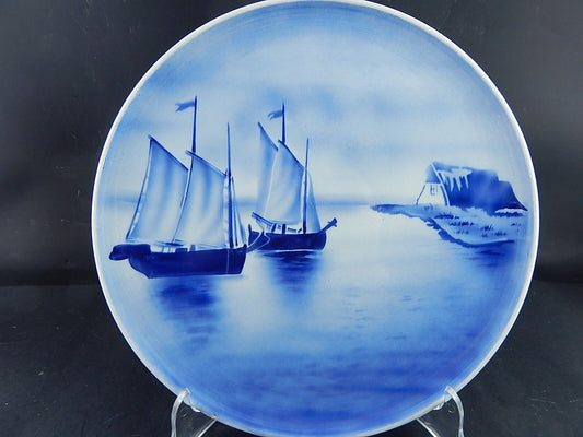 ANTICO PIATTO PARETE DECORATIVO PORCELLANA VILLEROY&BOCH MARINA BIANCO BLU CM 30