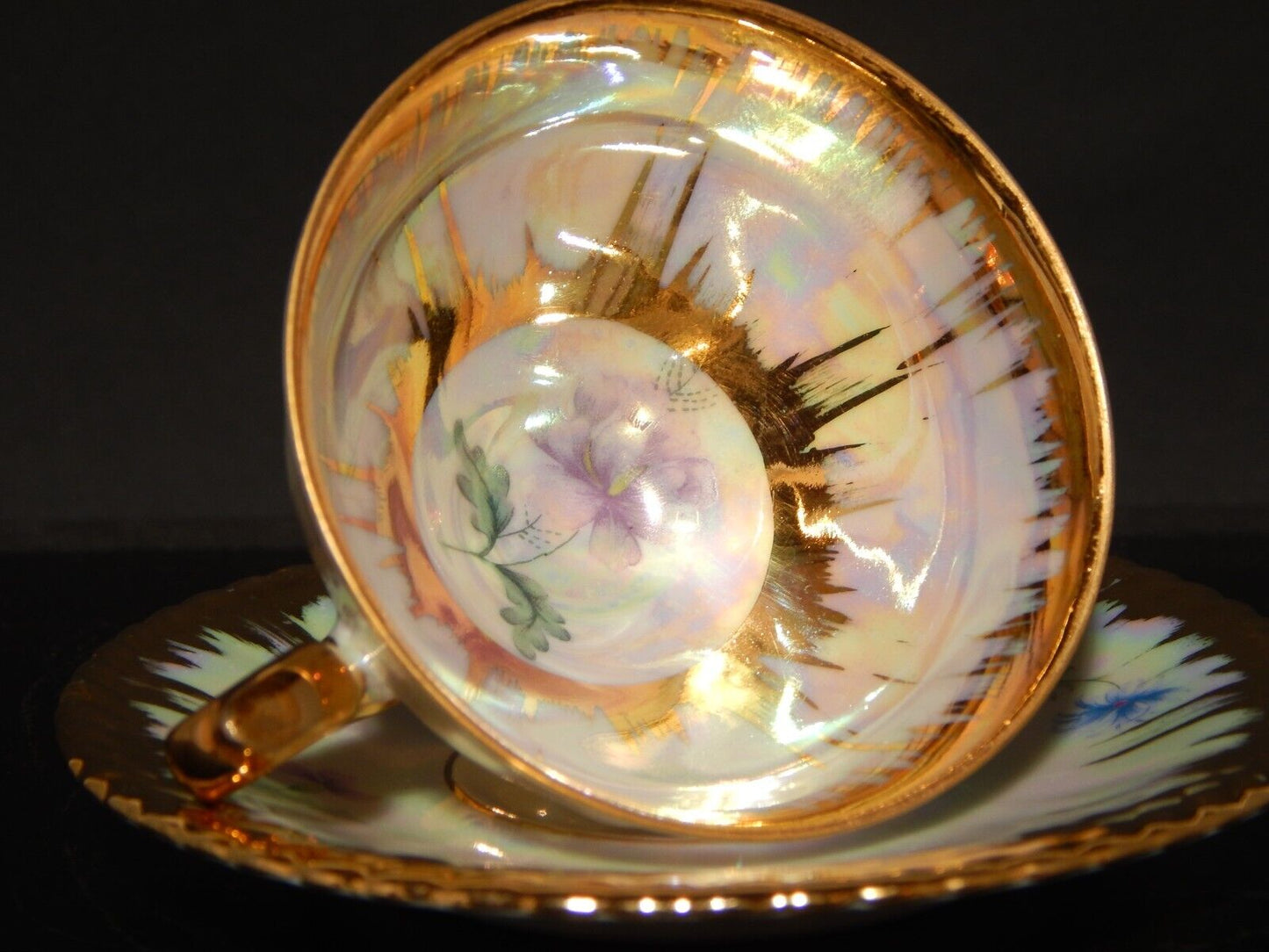 ANTICA RARA TAZZINA CAFFE' PORCELLANA BAVARIA RUDOLF WACHTER DECORO LUSTRO E ORO