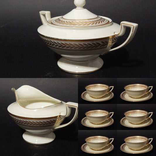 ANTICO SERVIZIO TE' PORCELLANA MODELLO IMPERO KONIGL.1794 ROYAL TETTAU