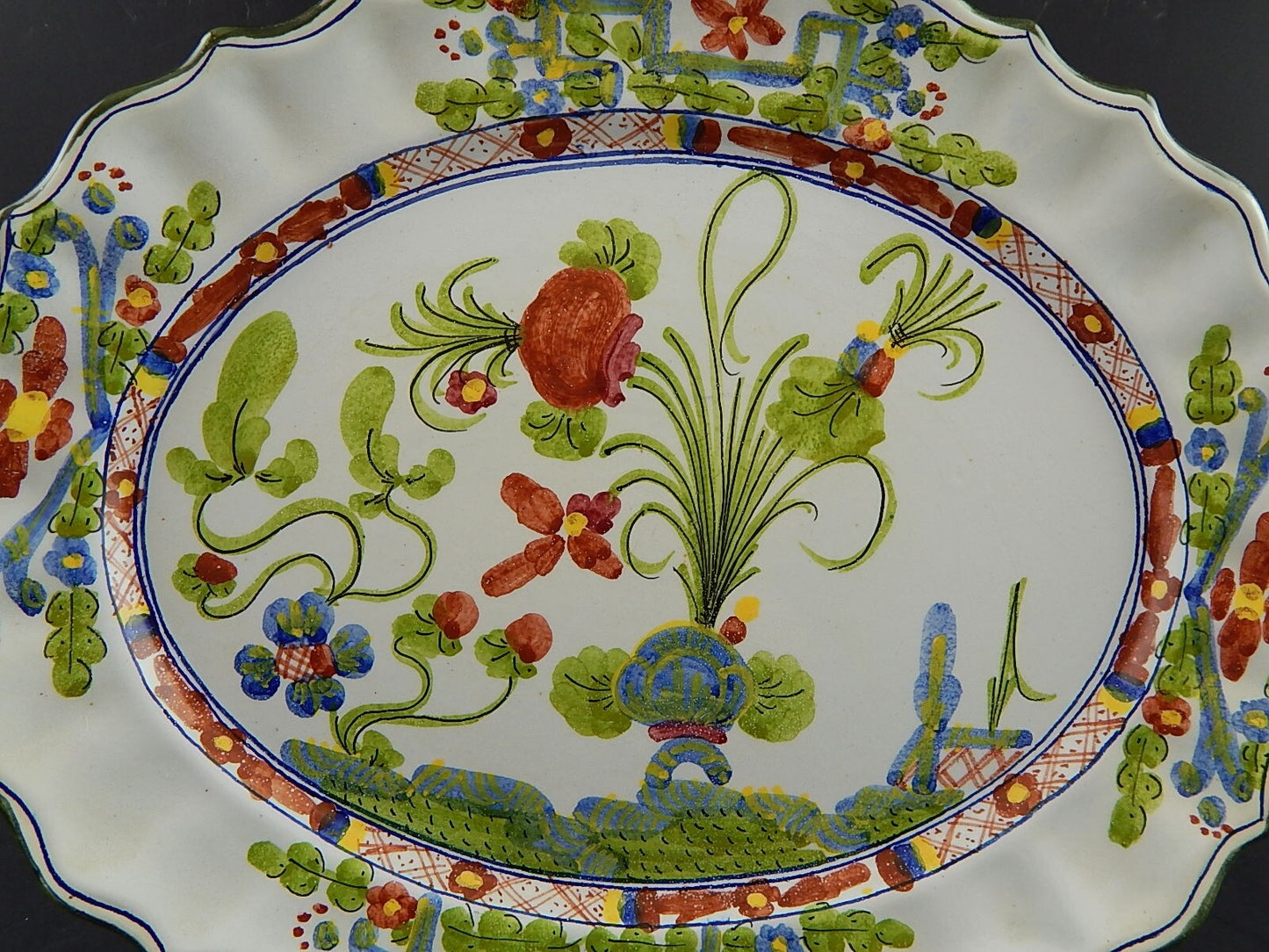 VINTAGE VASSOIO AL GAROFANO CERAMICA MAIOLICA MORELLI FAENZA HANDMADE ITALY #