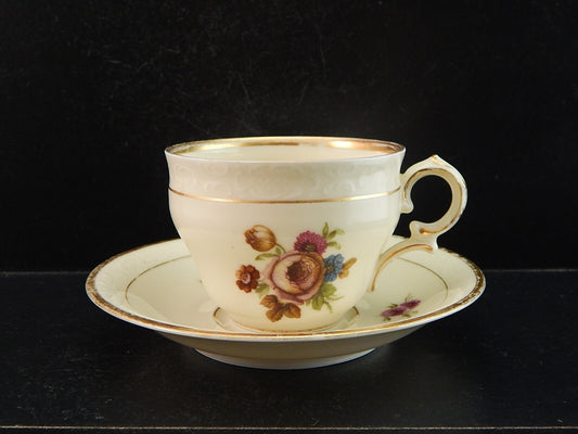 ANTICA TAZZA KPM COPENHAGEN PORCELLANA BOUQUET DI FIORI E ORO DEL 1924 #1204