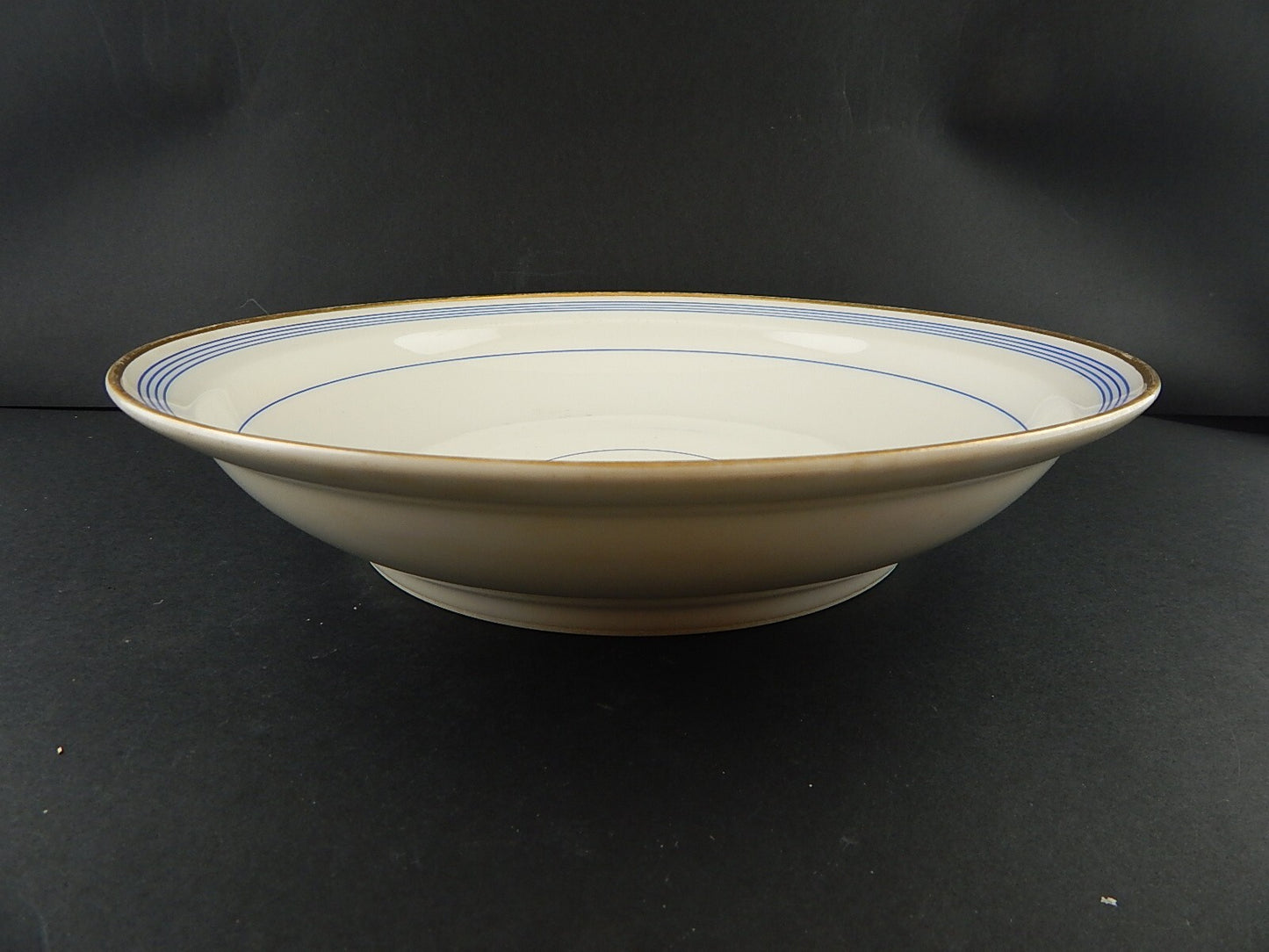 ANTICA INSALATIERA CENTROTAVOLA PORCELLANA PARIGI BIANCA BLU ORO NAPOLEONE III