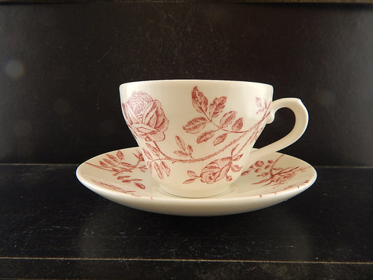 VINTAGE TAZZA TE' CON PIATTINO PORCELLANA INGLESE CHURCHILL DECORO LE ROSE