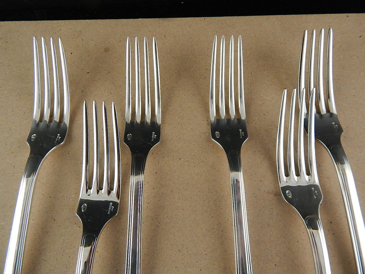 VINTAGE ARGENTERIA SAMBONET G S SET 6 FORCHETTE ARGENTATE MODELLO DECO'