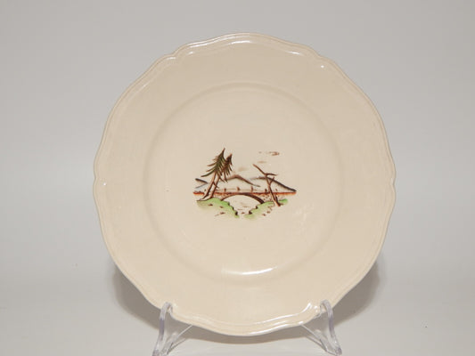 ANTICO PIATTO PI ANO CERAMICA S.C.I. LAVENO PERIODO ANDLOVIZ PAESAGGIO DIPINTO #