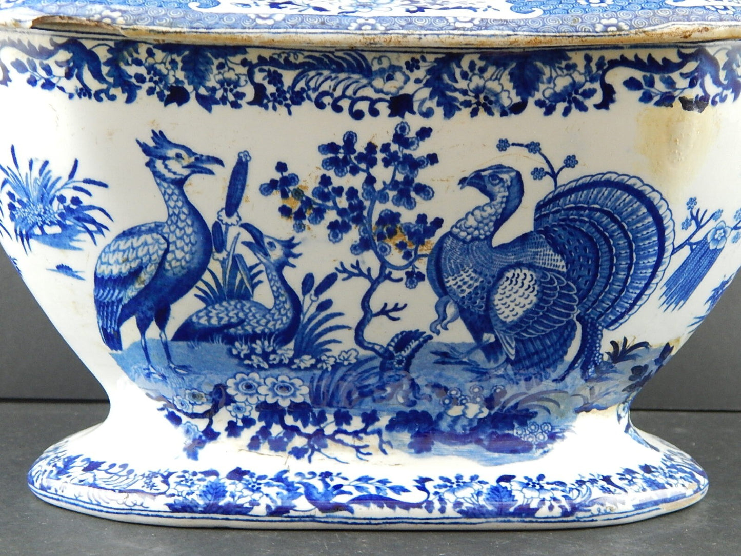 ANTICA INTROVABILE CENTROTAVOLA ZUPPIERA CERAMICA FINE 1700 GEORGIAN PERIOD