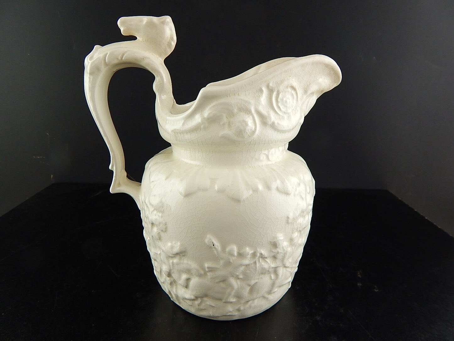 ANTICA PREZIOSA RARA CARAFFA BROCCA CERAMICA BARBOTINE INGLESE ARTHUR WOOD