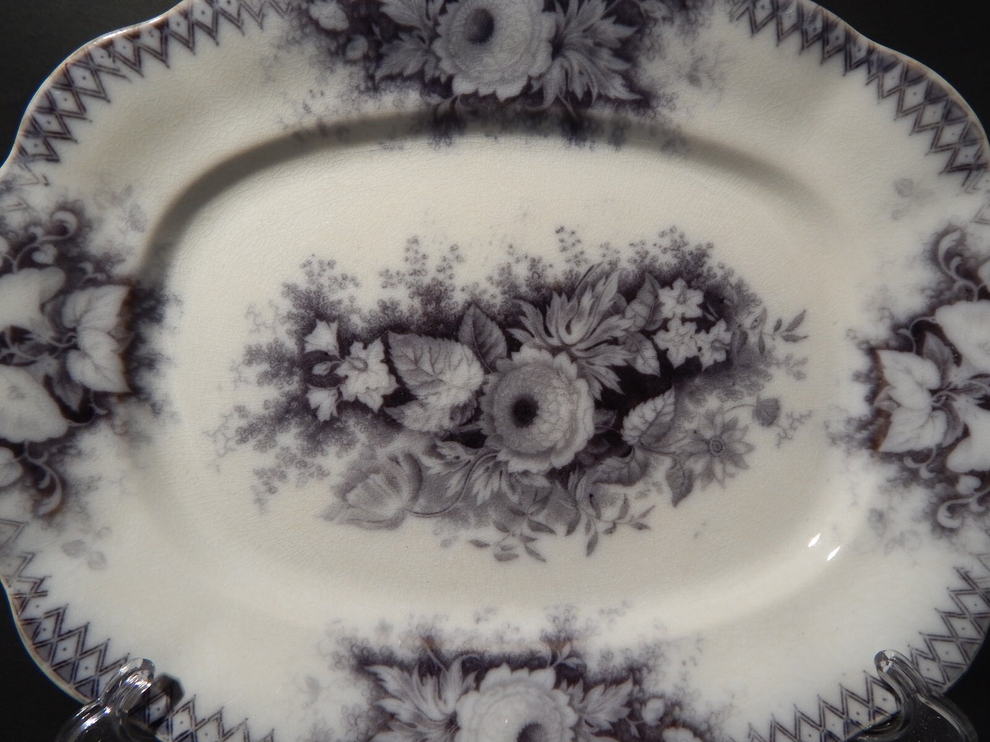 ANTICO RARO VASSOIO CERAMICA DECORO JARDINIERE VILLEROY & BOCH FINE '800