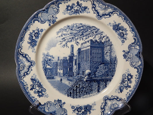 VINTAGE JOHNSON BROS OLD BRITAIN CASTLE BLU VASSOIO ROTONDO SEMI-PORCELLANA