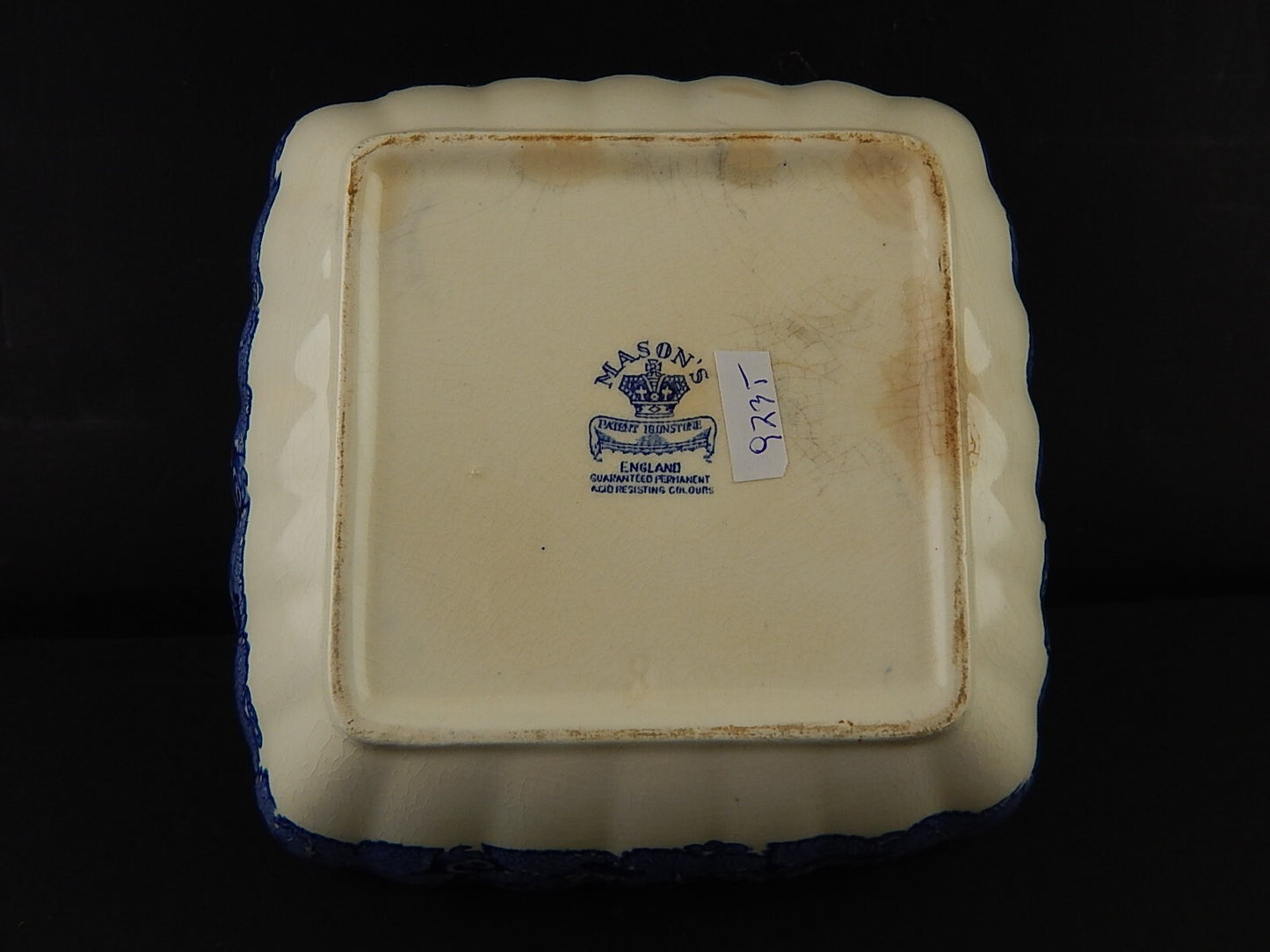 ANTICA CIOTOLA CENTROTAVOLA CERAMICA INGLESE MASON’S DECORO VISTA BIANCO BLU