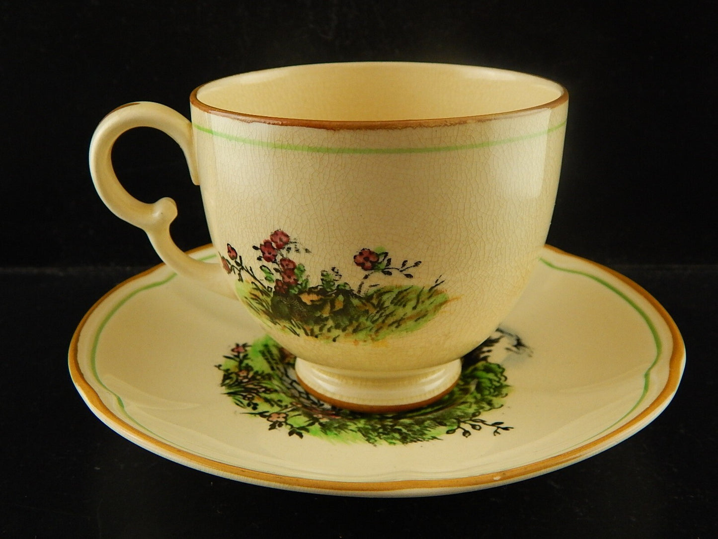 ANTICA TAZZA DA TE' POTTERY CERAMICA INGLESE DEVON WARE FIELDINGS DEL 1917 A16