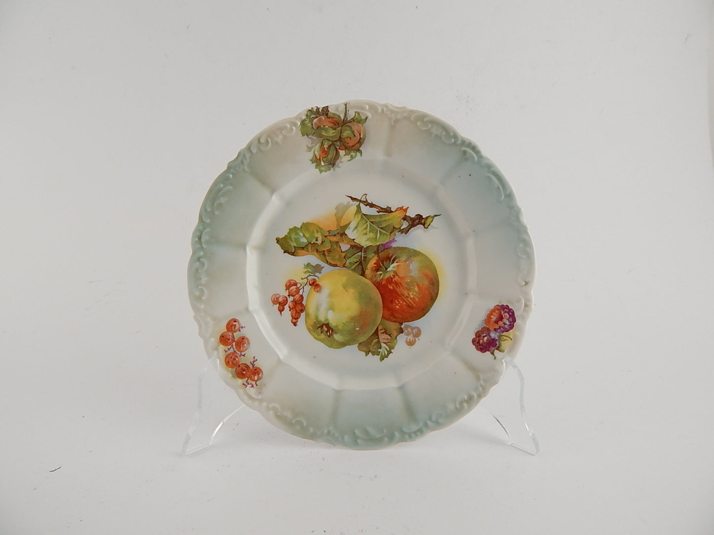 ANTICO RARO PIATTO PORCELLANA INIZIO 1900 MANIFATTURA WEIMAR COLLEZIONE FRUTTI