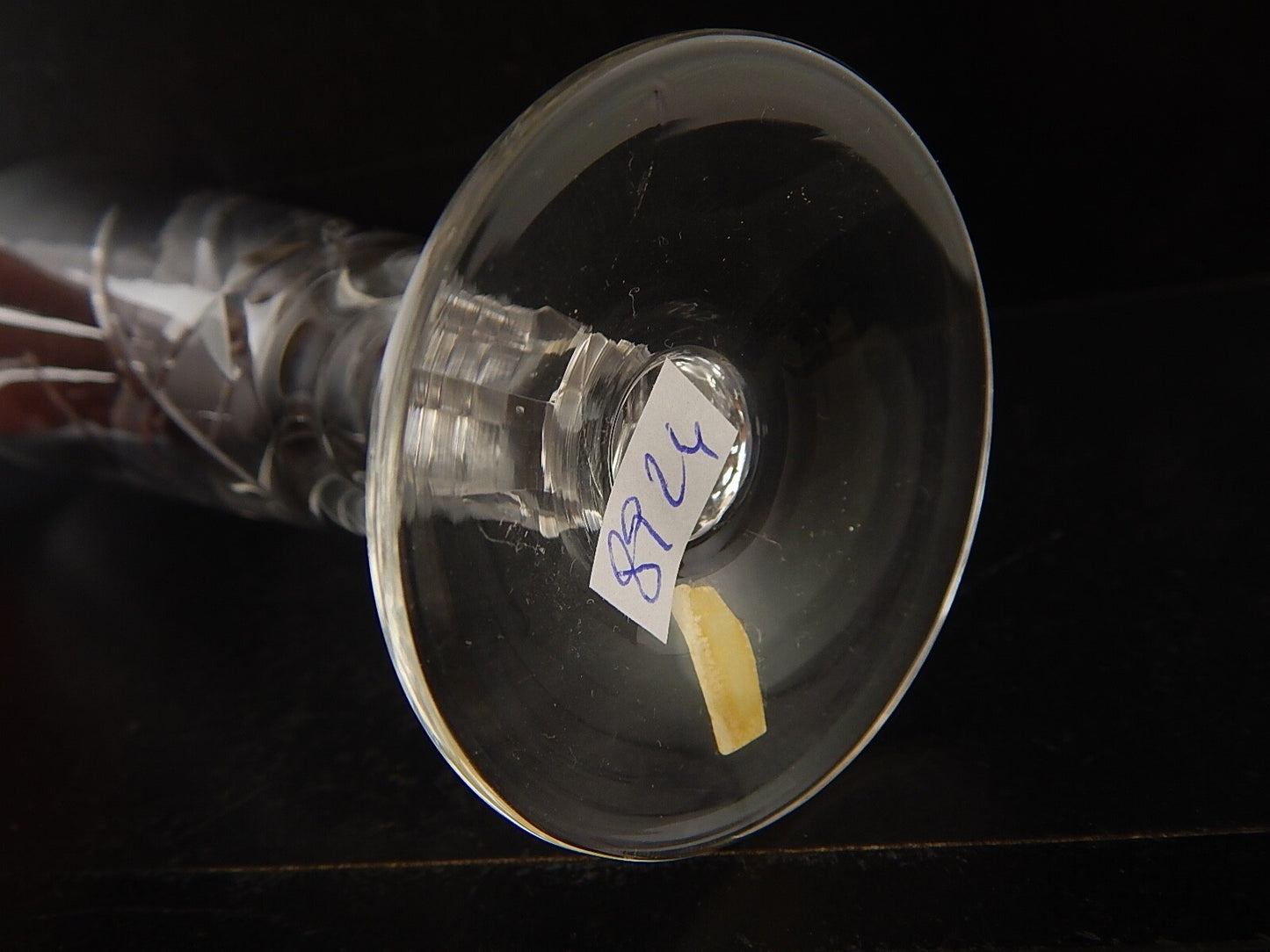 ANTICO ART DECO SERVIZIO 6 BICCHIERI FLUTE DI CRISTALLO BOEMIA INCISI MOLATI