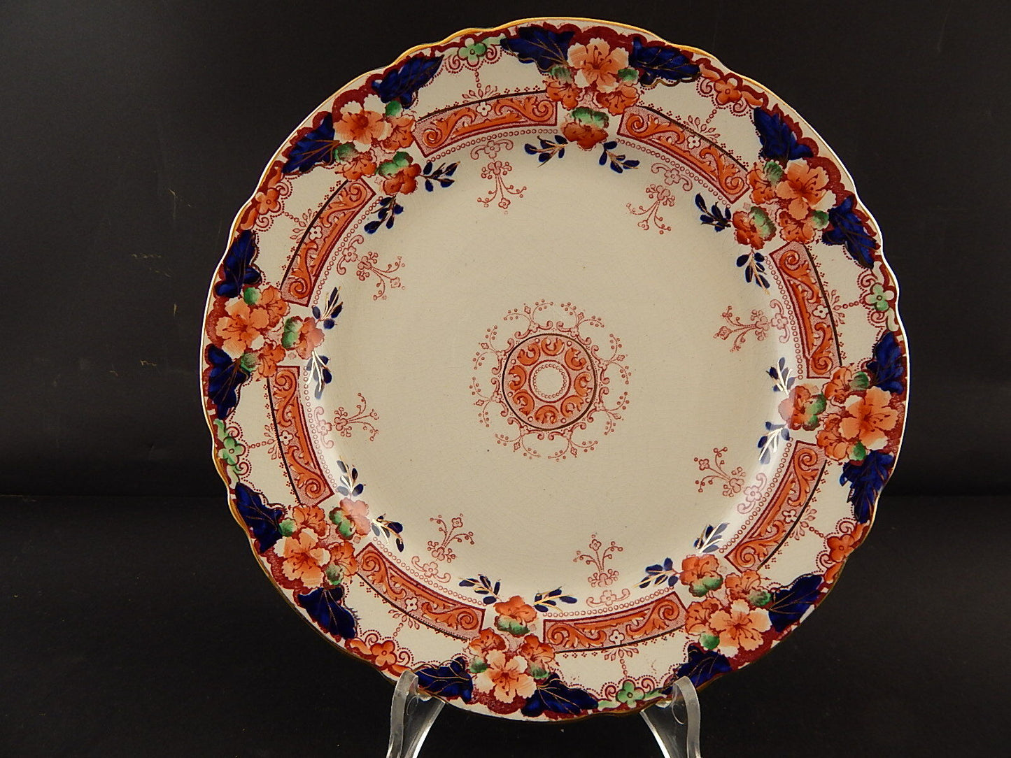 ANTICO PIATTO SEMI-PORCELLANA FORD & SON RICHMOND BURSLEM VITTORIANO POLICROMO