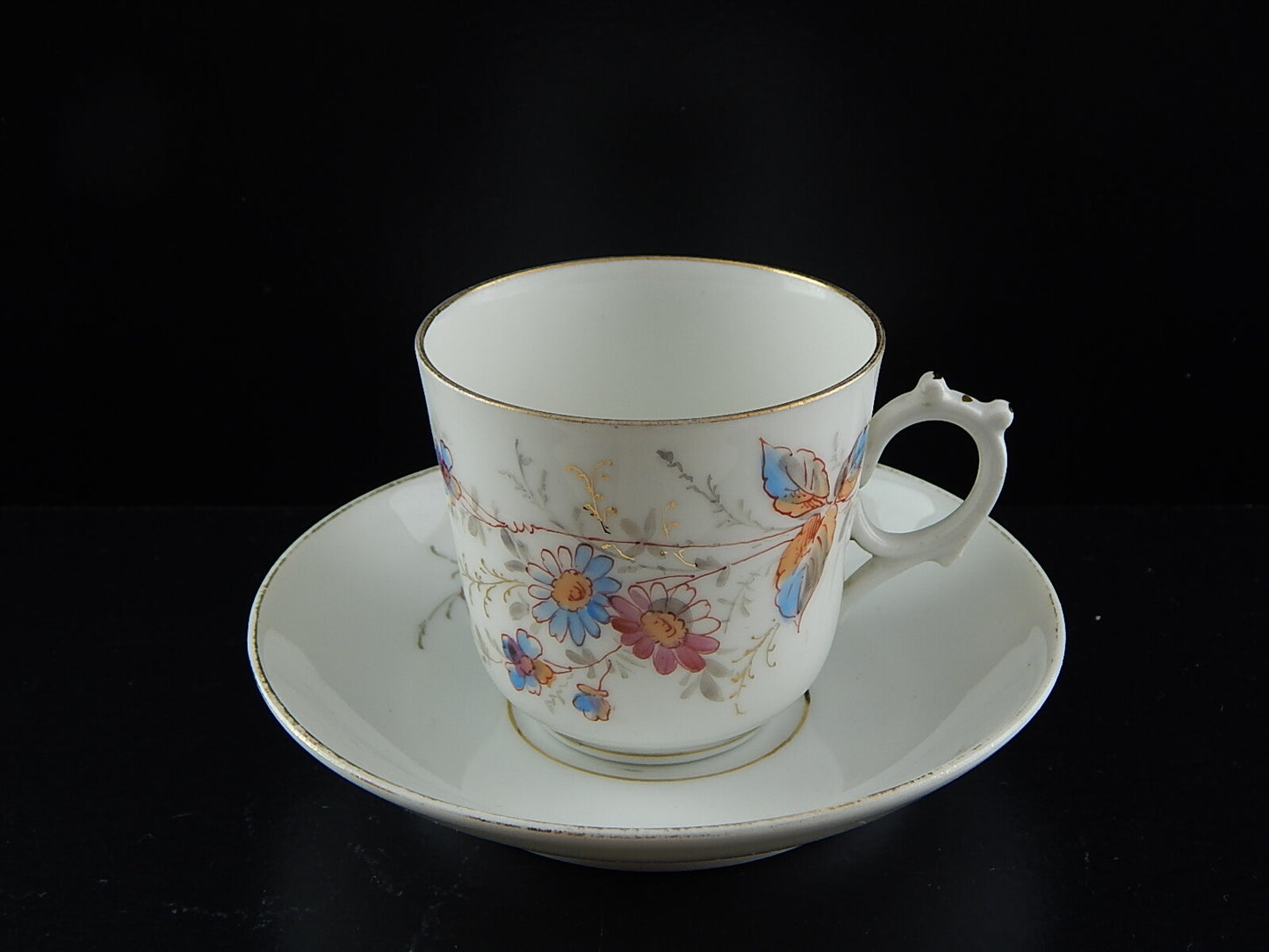 ANTICA PREZIOSA RARA TAZZA PIATTINO PORCELLANA METÀ 800 DIPINTA A MANO