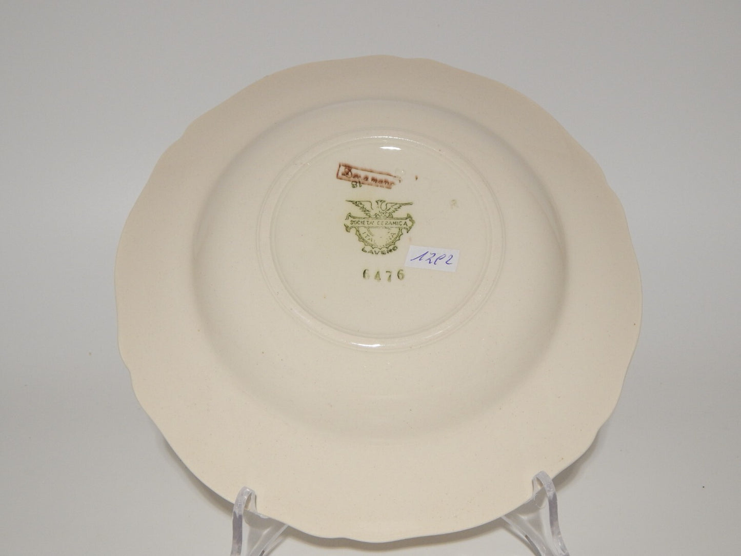 ANTICO PIATTO FONDO CERAMICA S.C.I. LAVENO ANDLOVIZ PAESAGGIO DIPINTO A MANO