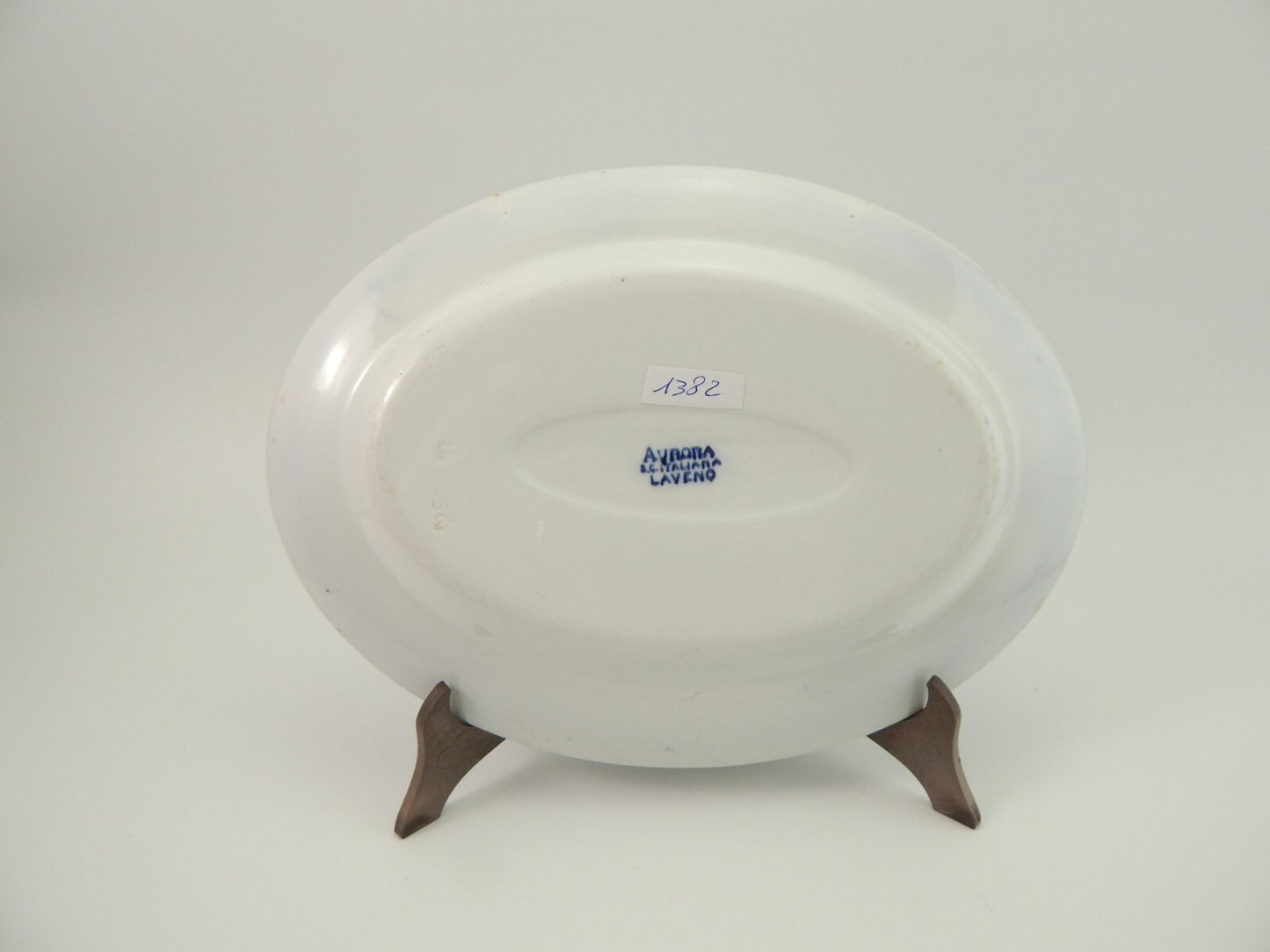 ANTICO RARO VASSOIO CERAMICA LAVENO SCI ITALY DECORO AURORA BIANCO E BLU