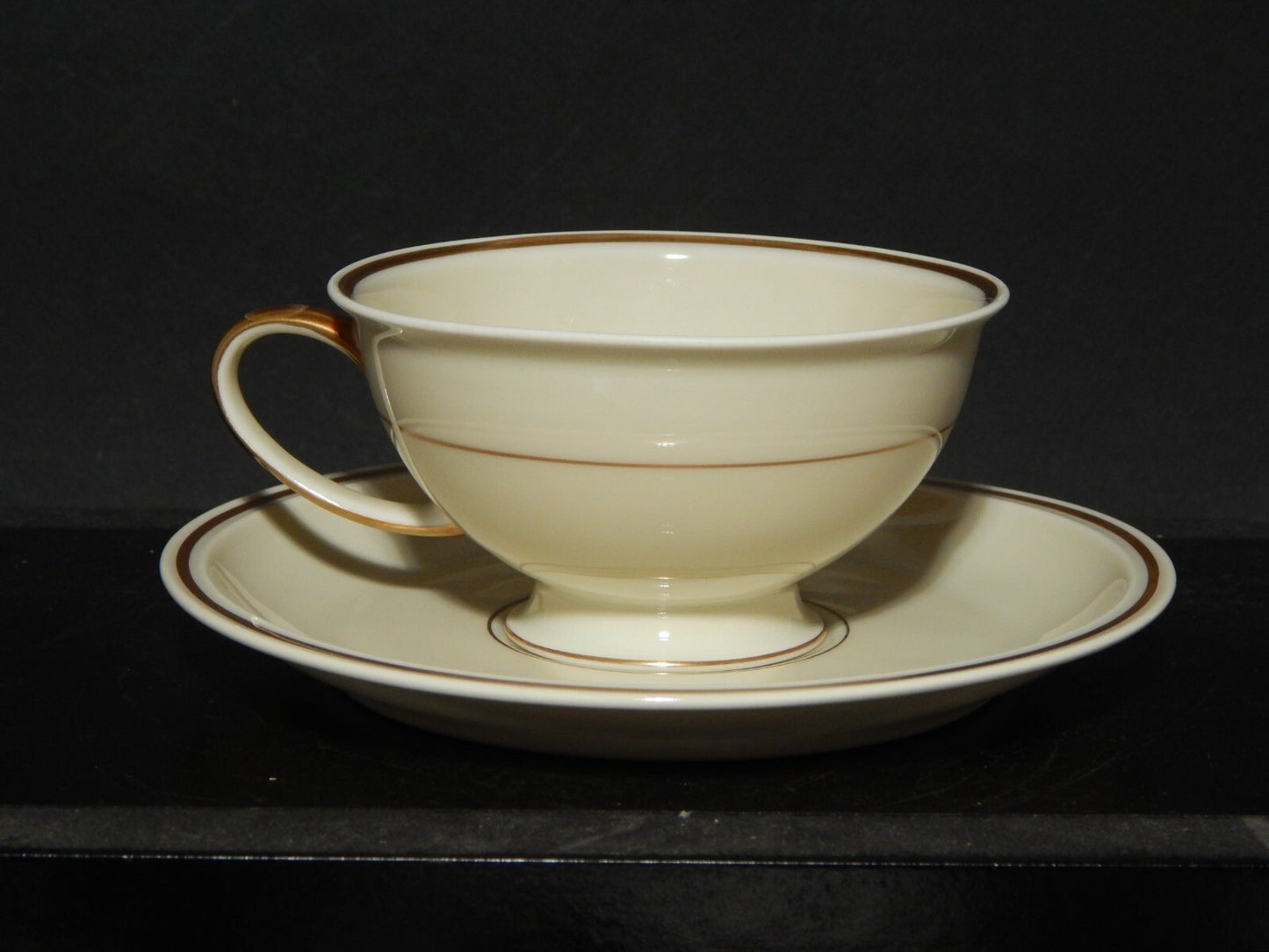 PREZIOSO SERVIZIO 6 TAZZE DA TE' PORCELLANA ROSENTHAL WINIFRED COLOR CREMA ORO