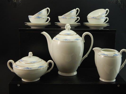 ANTICO 1945 ART DECO PREZIOSO SERVIZIO CAFFE' PORCELLANA H & C CHODAU BOHEMIA