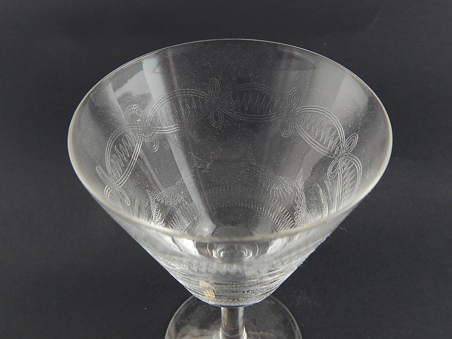 ANTICO CALICE CRISTALLO VAL D'ELSA INCISO PUNTA DIAMANTE LIBERTY