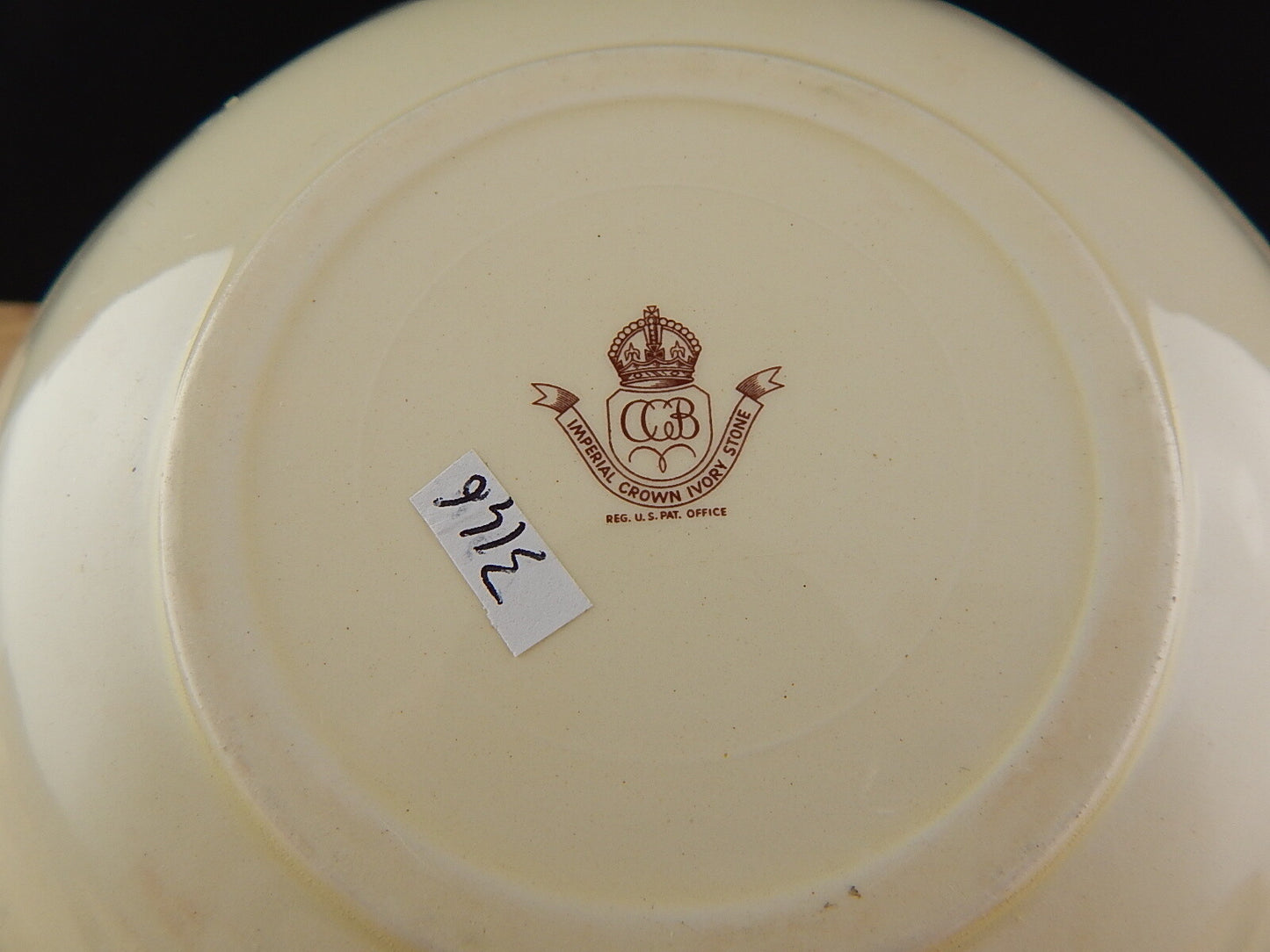 ANTICA TAZZINA CON PIATTINO CERAMICA CCB IMPERIAL CROWN IVORY STONE LA DILIGENZA